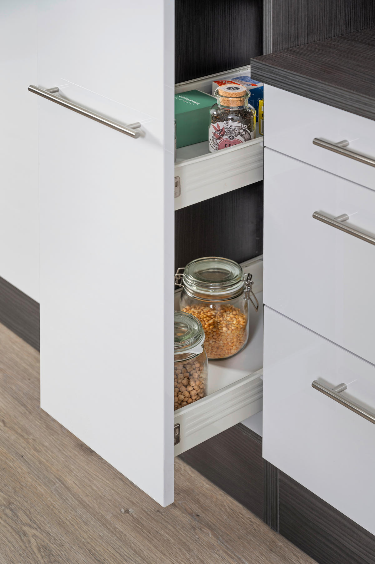 KÜCHENBLOCK 250 cm   in Grau, Weiß  - Alufarben/Weiß, Basics, Holzwerkstoff (250cm) - Respekta