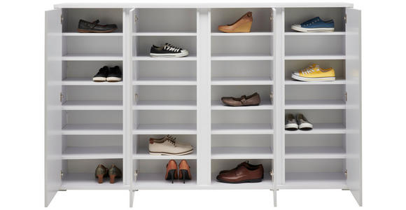 SCHUHSCHRANK 192,7/120/33,8 cm - Alufarben/Weiß, MODERN, Holzwerkstoff/Kunststoff (192,7/120/33,8cm) - Xora