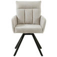 ARMLEHNSTUHL  Sitzfläche 360° drehbar, inklusive Armlehnen Chenille  - Creme/Schwarz, Design, Textil/Metall (60,5/92/67cm) - Carryhome