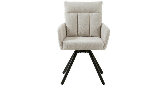 ARMLEHNSTUHL  Sitzfläche 360° drehbar, inklusive Armlehnen Chenille  - Creme/Schwarz, Design, Textil/Metall (60,5/92/67cm) - Carryhome