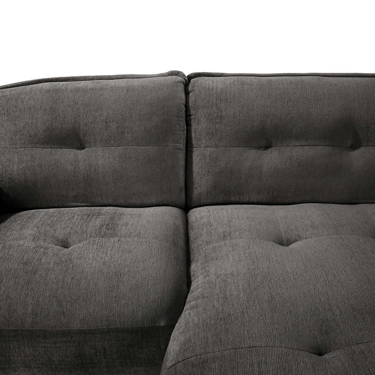 ECKSOFA in Chenille Anthrazit  - Anthrazit/Schwarz, Modern, Kunststoff/Textil (269/184cm) - Trendmanufaktur