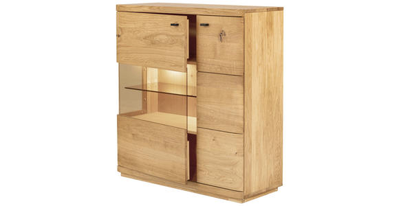 HIGHBOARD Eichefarben  99/141/38 cm  - Eichefarben/Transparent, Natur, Glas/Holz (99/141/38cm) - Linea Natura
