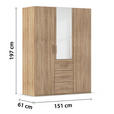 DREHTÜRENSCHRANK in Sonoma Eiche - Sonoma Eiche, Design, Glas/Holzwerkstoff (151/197/60cm) - Novel