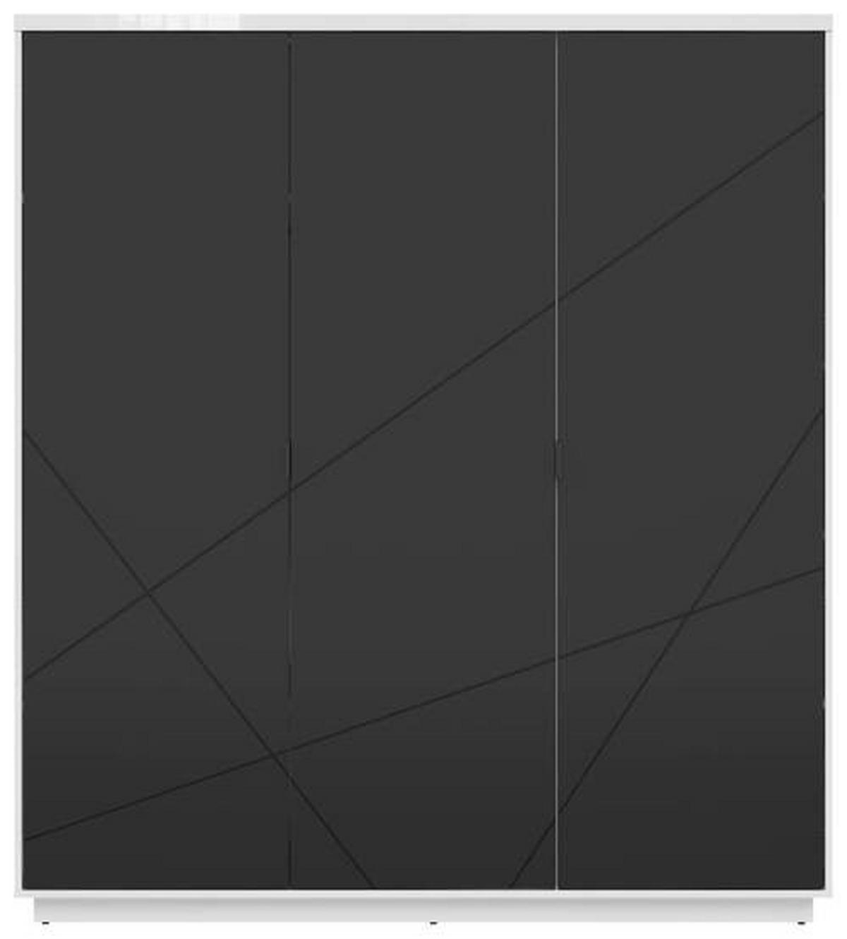 DREHTÜRENSCHRANK 180/200,5/56,5 cm 3-türig Schwarz, Weiß Hochglanz  - Weiß Hochglanz/Schwarz, MODERN, Holzwerkstoff/Metall (180/200,5/56,5cm) - MID.YOU
