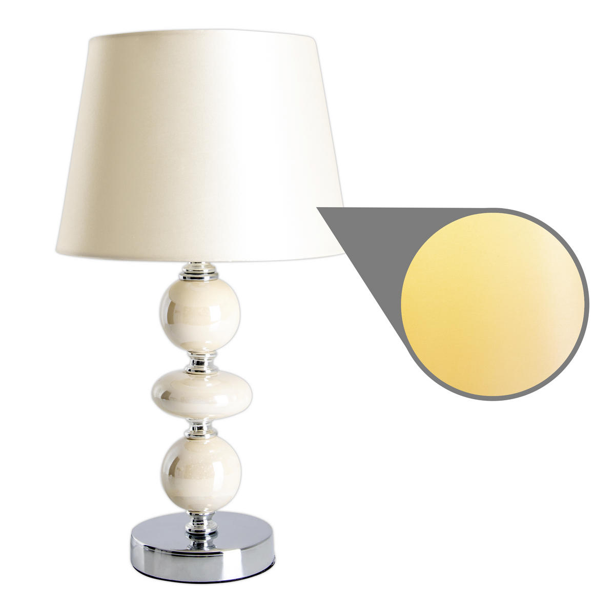 TISCHLEUCHTE 20/36 cm   - Chromfarben/Beige, Design, Keramik/Textil (20/36cm) - Näve