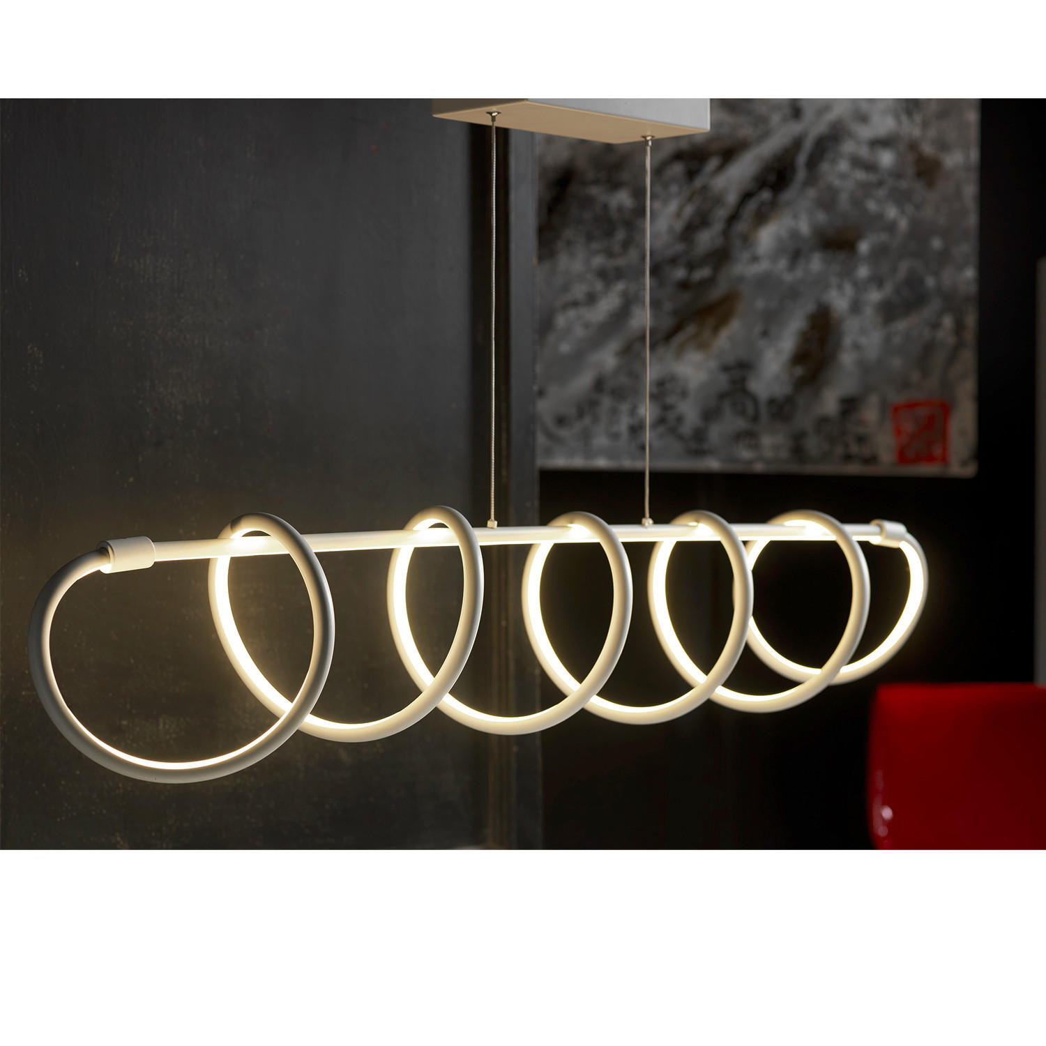 LED-HÄNGELEUCHTE SPIRALE 120/30/130 cm   - Weiß Hochglanz, Design, Metall (120/30/130cm)