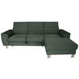 ECKSOFA inkl. Funktionen Waldgrün Cord  - Waldgrün/Silberfarben, Design, Textil/Metall (250/167cm) - Xora