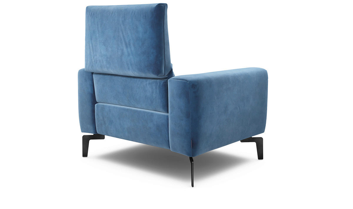 SESSEL Samt Blau    - Blau/Schwarz, Design, Textil/Metall (110/85/86-94cm) - SENSOO