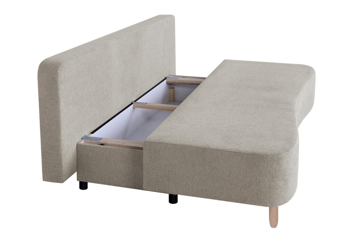 SCHLAFSOFA  mit Webstoff Beige  - Beige/Buchefarben, Design, Holz/Kunststoff (193/86/85cm) - P & B