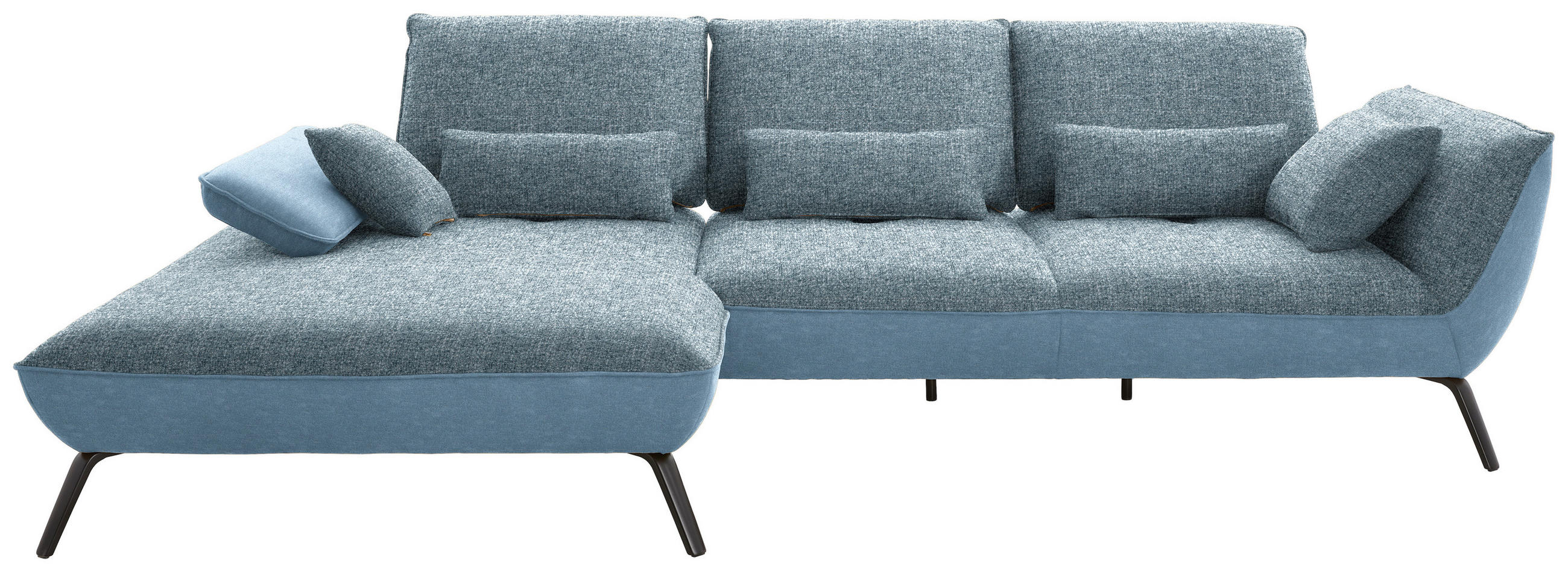 ECKSOFA in Flachgewebe Blau  - Blau/Schwarz, Design, Textil/Metall (191/301cm) - Moderano