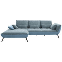 ECKSOFA in Flachgewebe Blau  - Blau/Schwarz, Design, Textil/Metall (191/301cm) - Moderano