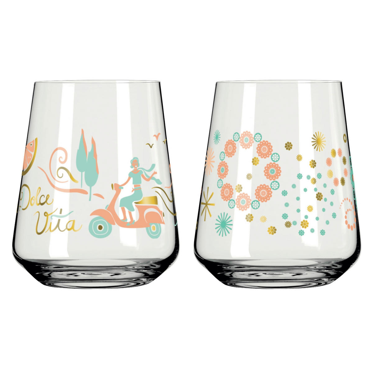 GLÄSERSET Sommerrausch  2-teilig  - Transparent/Multicolor, Design, Glas (9.2/11.0cm) - Ritzenhoff