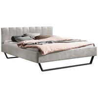 POLSTERBETT 180/200 cm,  in Grau, gepolstertes Kopfteil,  - Anthrazit/Grau, KONVENTIONELL, Textil/Metall (180/200cm) - Hasena