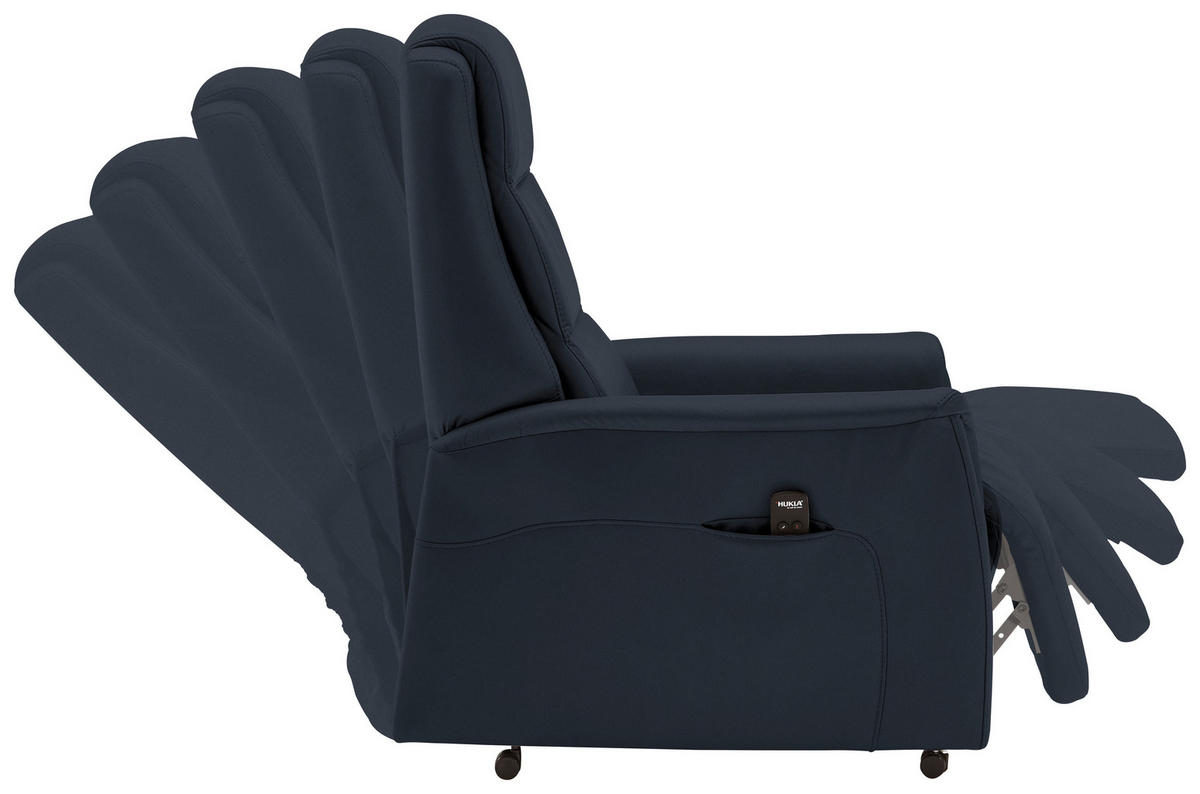 FERNSEHSESSEL Valdera  mit Relaxfunktion, Aufstehhilfe, Rücken echt Echtleder Dunkelblau  - Schwarz/Dunkelblau, KONVENTIONELL, Leder/Kunststoff (70/107/88cm) - Livetastic