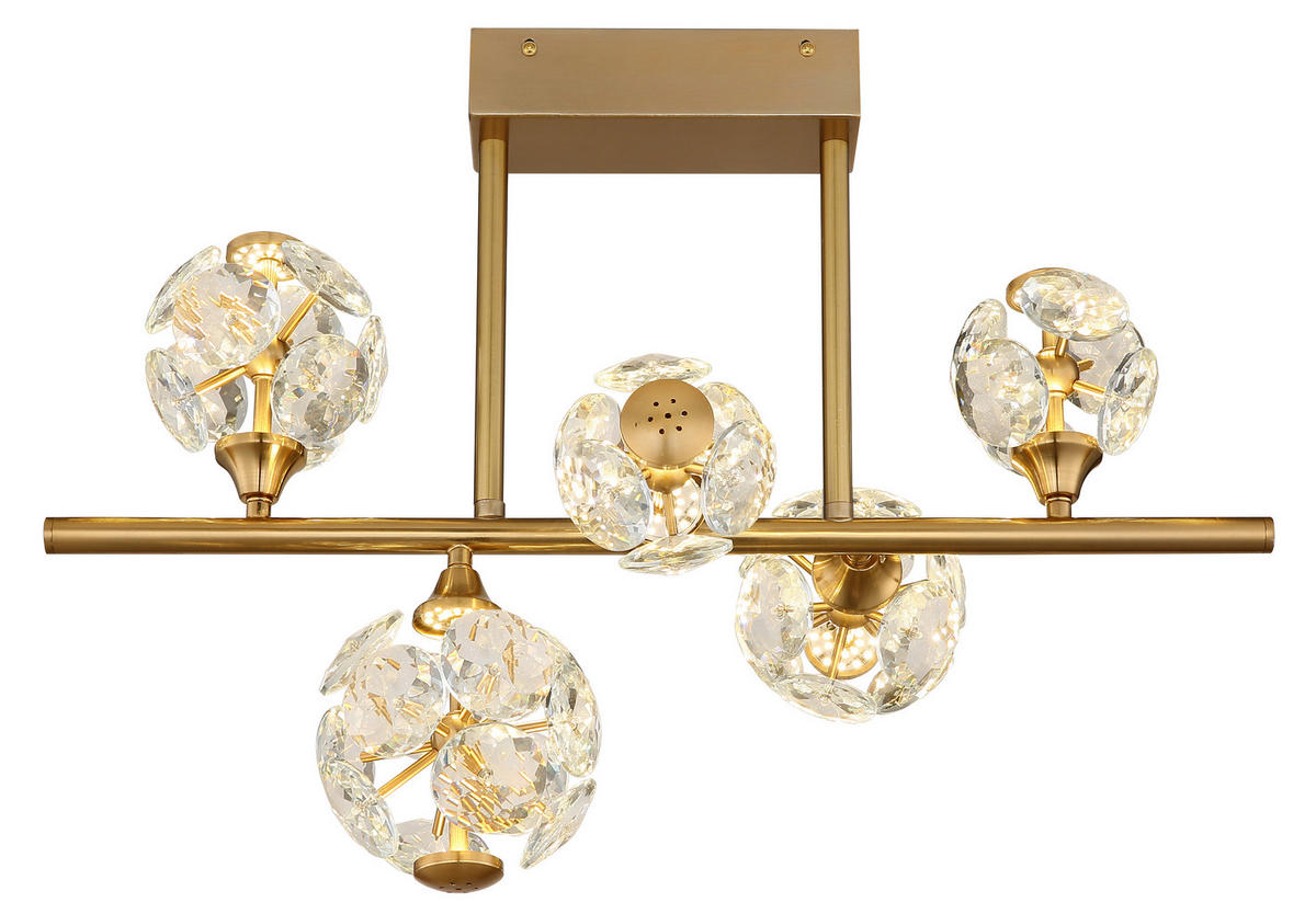 STROPNA LED-SVETILKA  VIRINA //3000 K/230 V/ - zlate barve/prozorno, Konvencionalno, kovina/steklo (61/31/45cm) - Globo