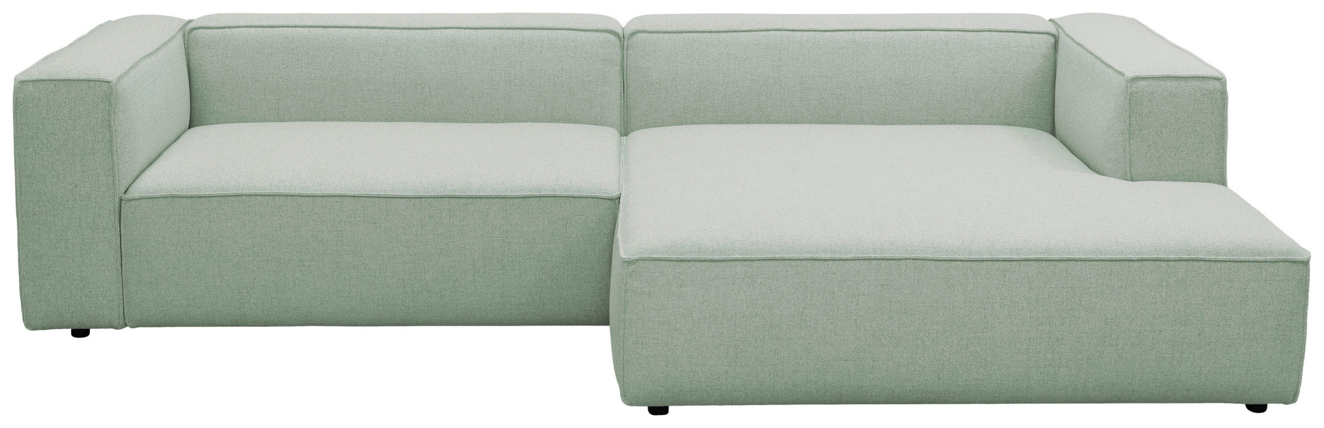 ECKSOFA Mintgrün Chenille Rücken echt  - Schwarz/Mintgrün, MODERN, Kunststoff/Textil (296/185cm) - Hom`in