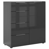 KOMMODE Style  in 90/99/40 cm  - Chromfarben/Anthrazit, Basics, Glas/Holzwerkstoff (90/99/40cm)