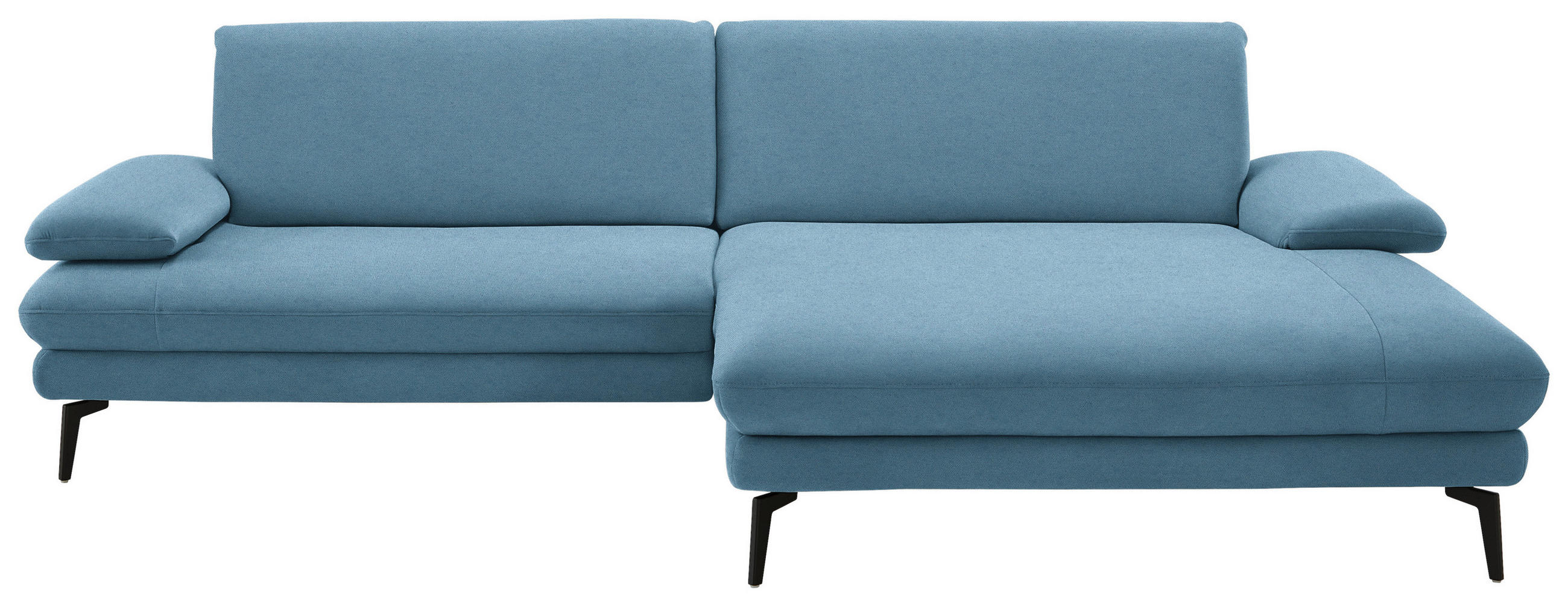 ECKSOFA  in Chenille, Flachgewebe Blau  284/180 cm  - Blau/Schwarz, Design, Textil/Metall (284/180cm) - Dieter Knoll