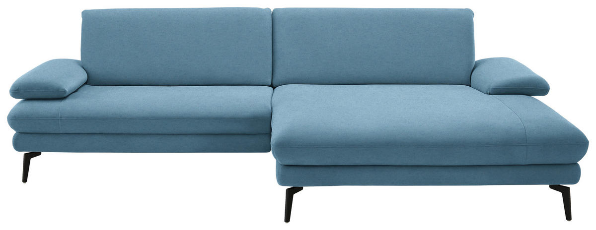 ECKSOFA  in Chenille, Flachgewebe Blau  284/180 cm  - Blau/Schwarz, Design, Textil/Metall (284/180cm) - Dieter Knoll