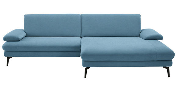 ECKSOFA  in Chenille, Flachgewebe Blau  284/180 cm  - Blau/Schwarz, Design, Textil/Metall (284/180cm) - Dieter Knoll