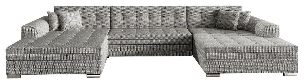 WOHNLANDSCHAFT VENTO in Webstoff Grau  - Silberfarben/Grau, Design, Kunststoff/Textil (165/359/165cm) - MID.YOU