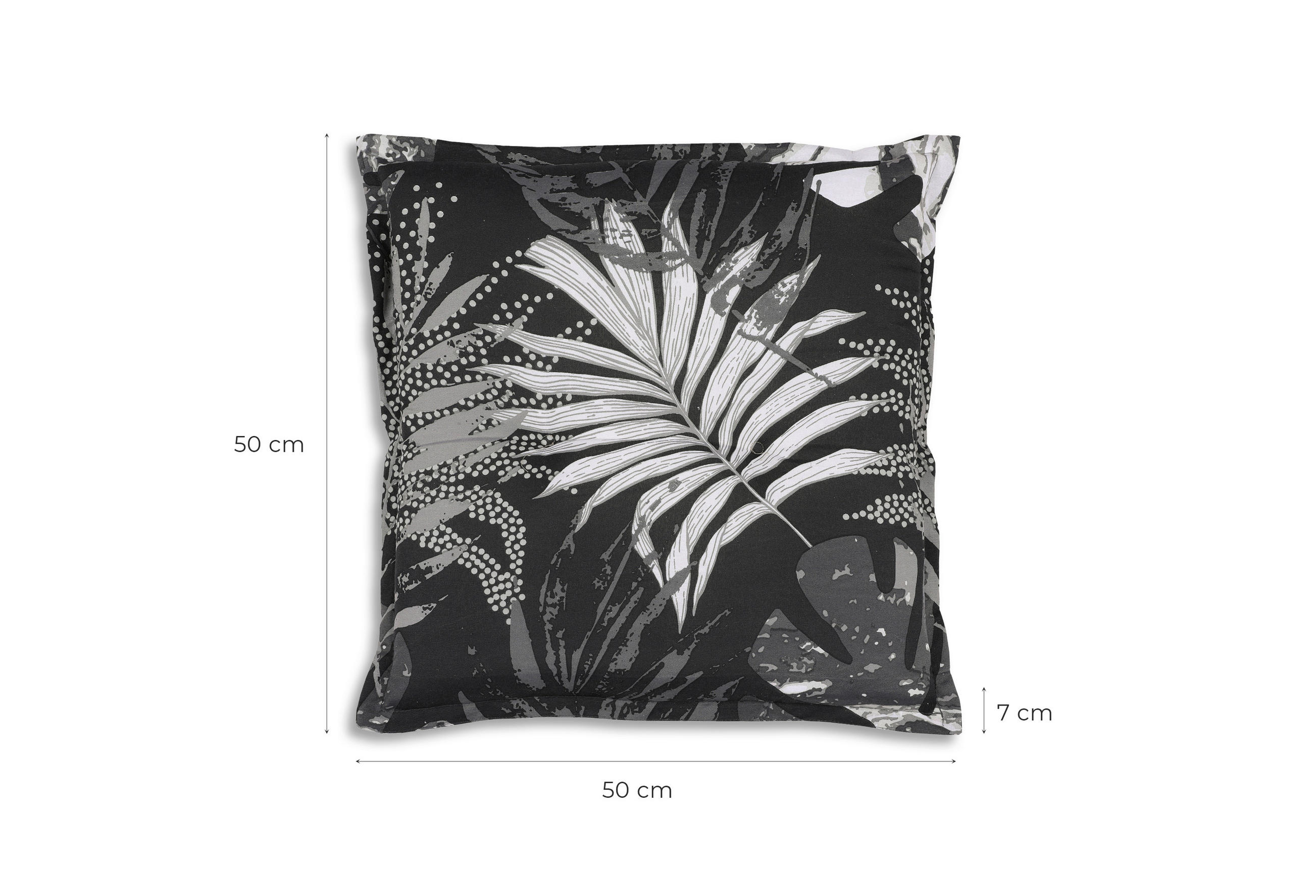 GARTENHOCKERAUFLAGE 2er-Set in Grau, Schwarz, Weiß Blätter  - Schwarz/Weiß, Basics, Textil (50/7/50cm)