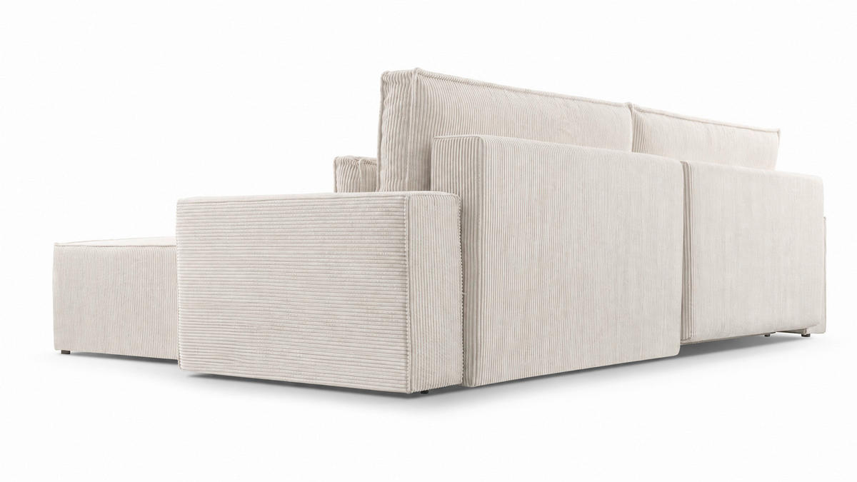 ECKSOFA BRAZIL L Creme Rückenkissen, Schlaffunktion, Rücken echt, Stauraum  - Creme, Design, Textil (290/200cm) - MID.YOU