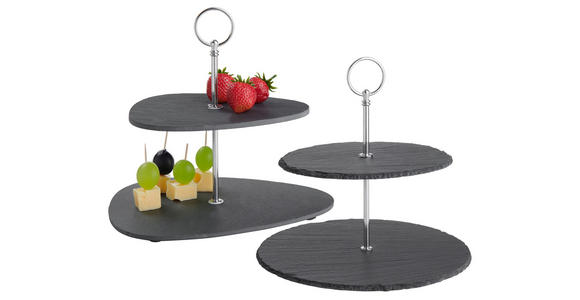 ETAGERE 2-stöckig - Alufarben/Grau, Basics, Stein/Metall (25/24/25cm) - Ambia Home