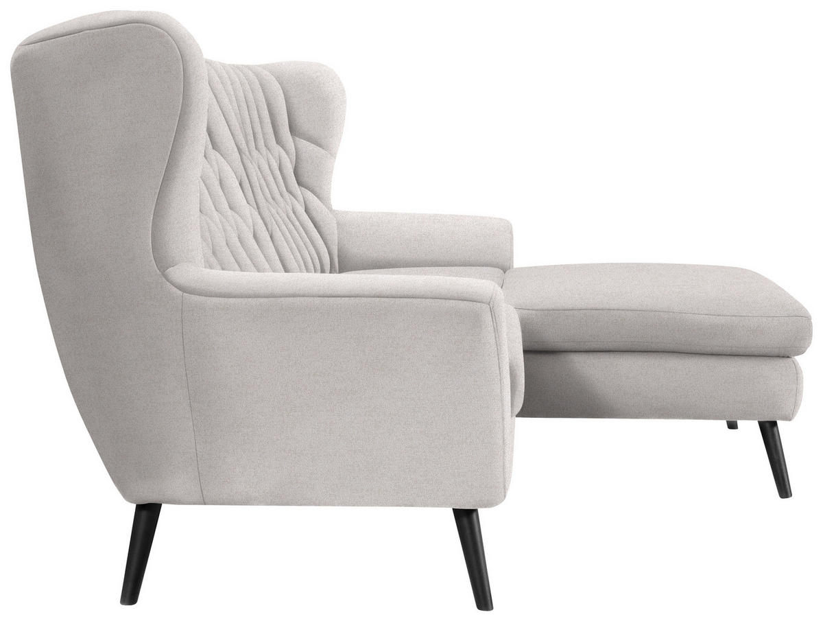 ECKSOFA in Flachgewebe Beige  - Beige/Schwarz, Design, Holz/Textil (237/165cm) - Stylife