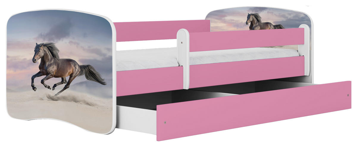 KINDER-/JUNIORBETT - Pink/Birkefarben, MODERN, Holz/Holzwerkstoff (80/160cm) - MID.YOU