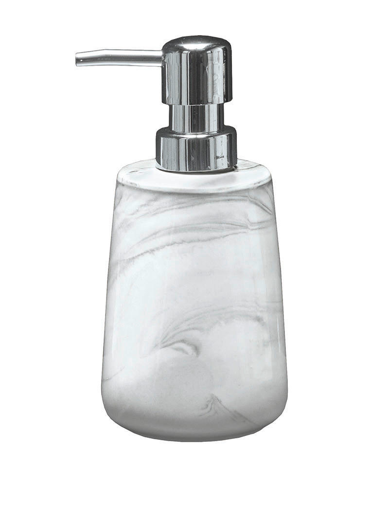 DOZATOR TEKUĆEG SAPUNA siva, bijela keramika MARBLE - bijela/siva, Basics, keramika (7,8/16,5cm) - Kleine Wolke