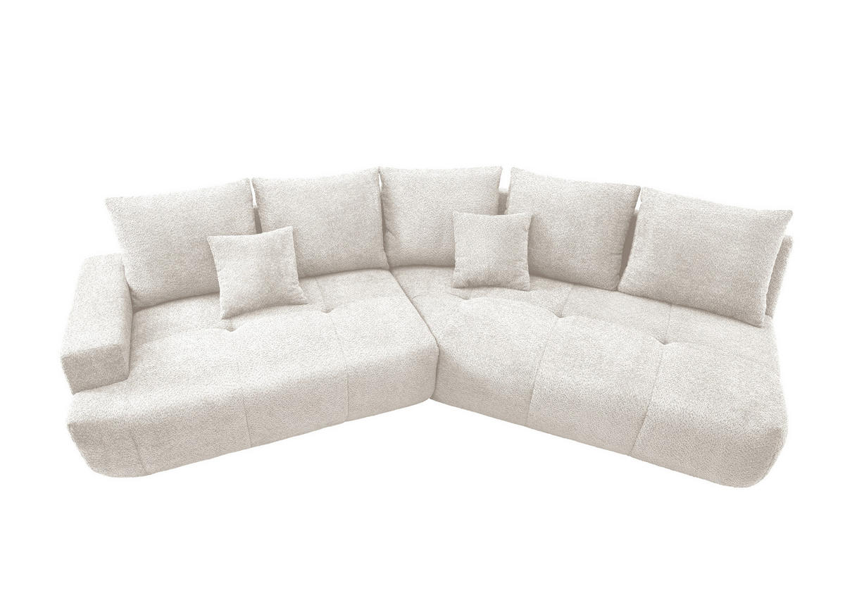 BIGSOFA in Bouclé Weiss  - Weiss/Schwarz, Modern, Kunststoff/Textil (323/91/155cm) - Livetastic