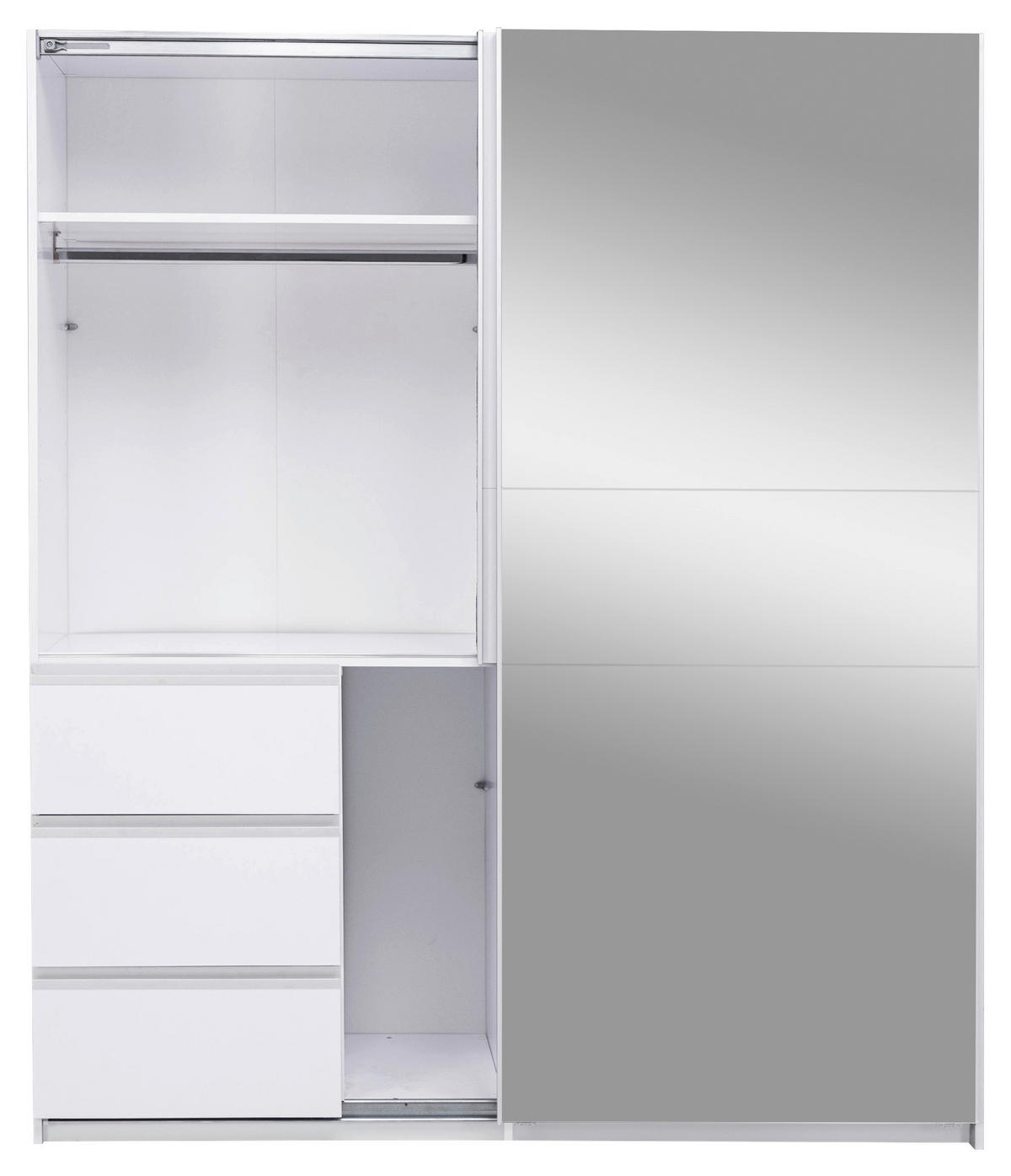 SCHIEBETÜRENSCHRANK 175/205/61,5 cm 2-türig Weiß  - Weiß, MODERN, Holzwerkstoff/Metall (175/205/61,5cm) - MID.YOU