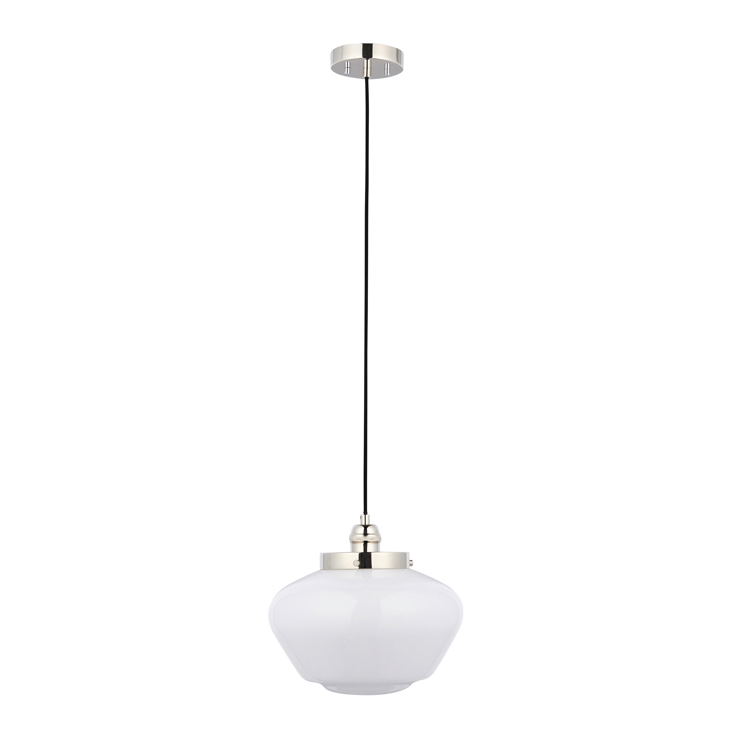HÄNGELEUCHTE 30/152 cm  - Opal/Nickelfarben, KONVENTIONELL, Glas (30/152cm) - ENDON