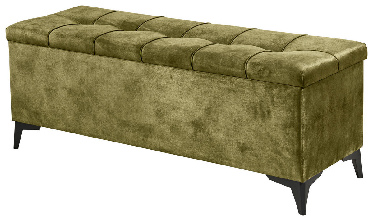 BETTBANK 139/58/50 cm   - Schwarz/Olivgrün, Konventionell, Kunststoff/Textil (139/58/50cm) - Modante