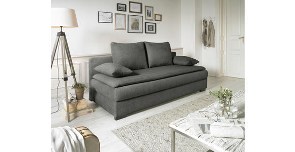 SCHLAFSOFA in Webstoff Grau  - Schwarz/Grau, KONVENTIONELL, Kunststoff/Textil (207/94cm) - Venda