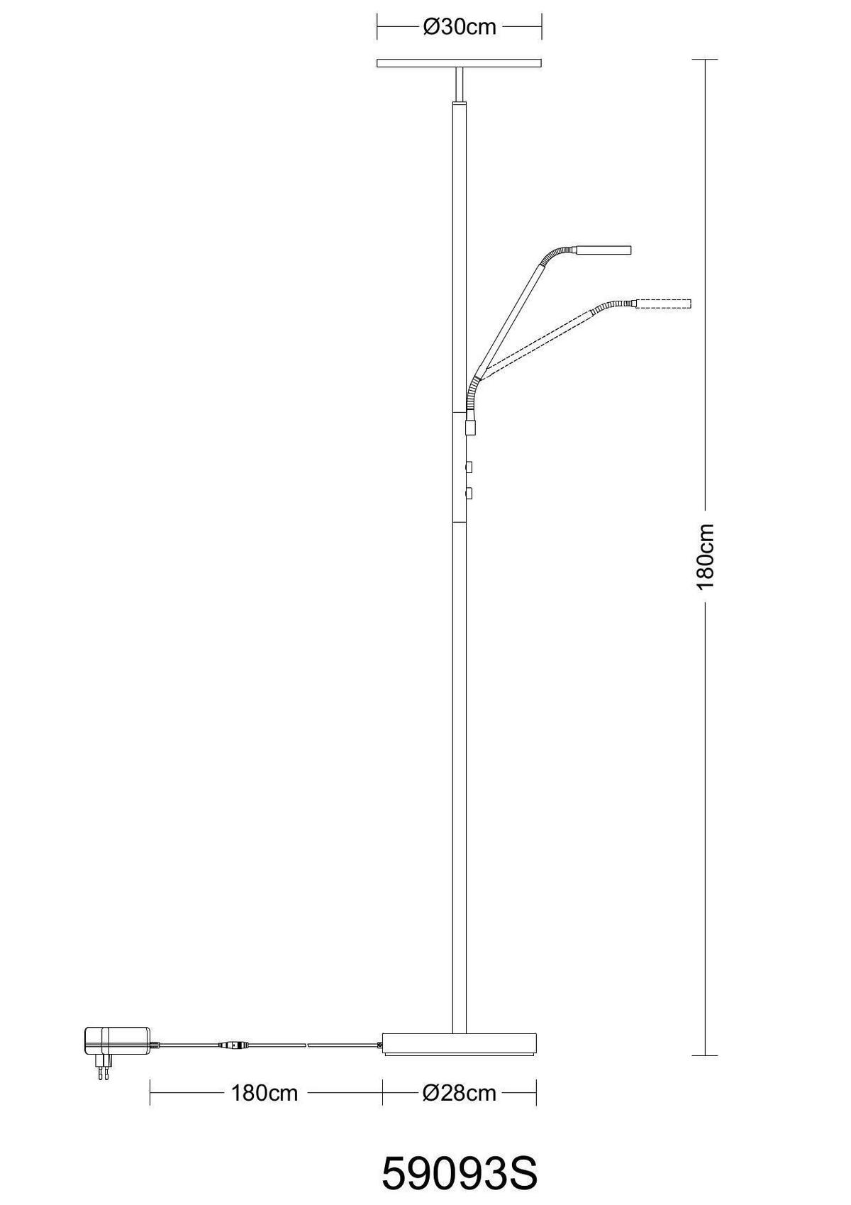 LED SVJETILJKA PODNA STANFORD  - prozirno/crna, Design, metal/plastika (30/180cm) - Globo