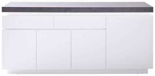 SIDEBOARD Weiß, Dunkelgrau Beleuchtung, Fernbedienung, Einlegeböden  - Dunkelgrau/Weiß, Design, Holzwerkstoff (175/80/40cm)