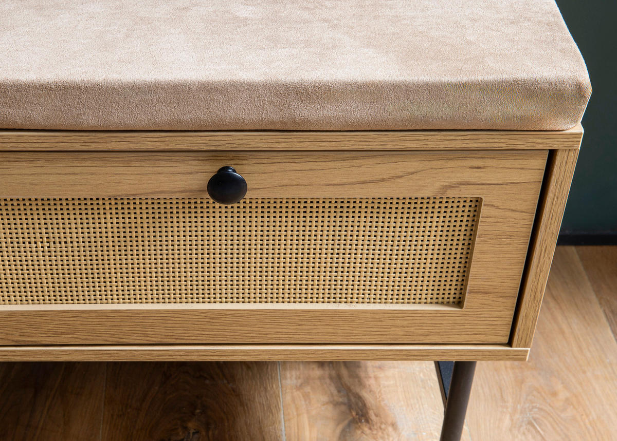 SCHUHBANK 100/48/38 cm  - Eichefarben/Beige, Design, Holzwerkstoff/Textil (100/48/38cm) - MID.YOU