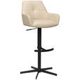 BARHOCKER Echtleder Beige Eisen Sitzfläche 360° drehbar, inklusive Armlehnen  - Beige/Schwarz, Design, Leder/Metall (54/99-117/52,5cm) - Novel