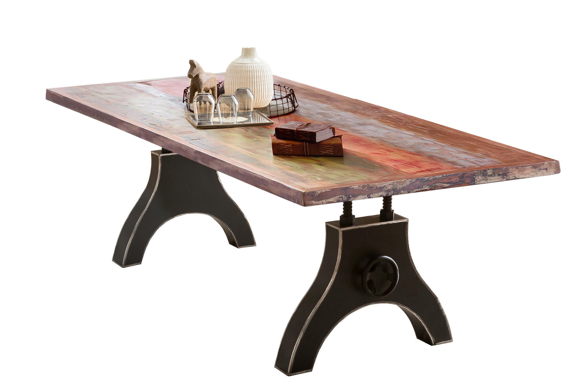 ESSTISCH 160/85/74 cm Echtholz  Holz, Metall rechteckig Multicolor, Schwarz  - Multicolor/Schwarz, MODERN, Holz/Metall (160/85/74cm) - MID.YOU