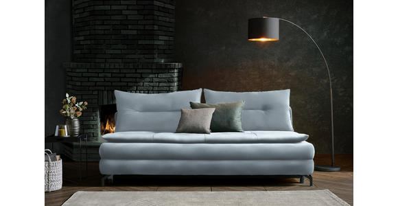 SCHLAFSOFA in Flachgewebe Blaugrau - Blaugrau/Schwarz, MODERN, Textil/Metall (208/73/92/102cm) - Novel