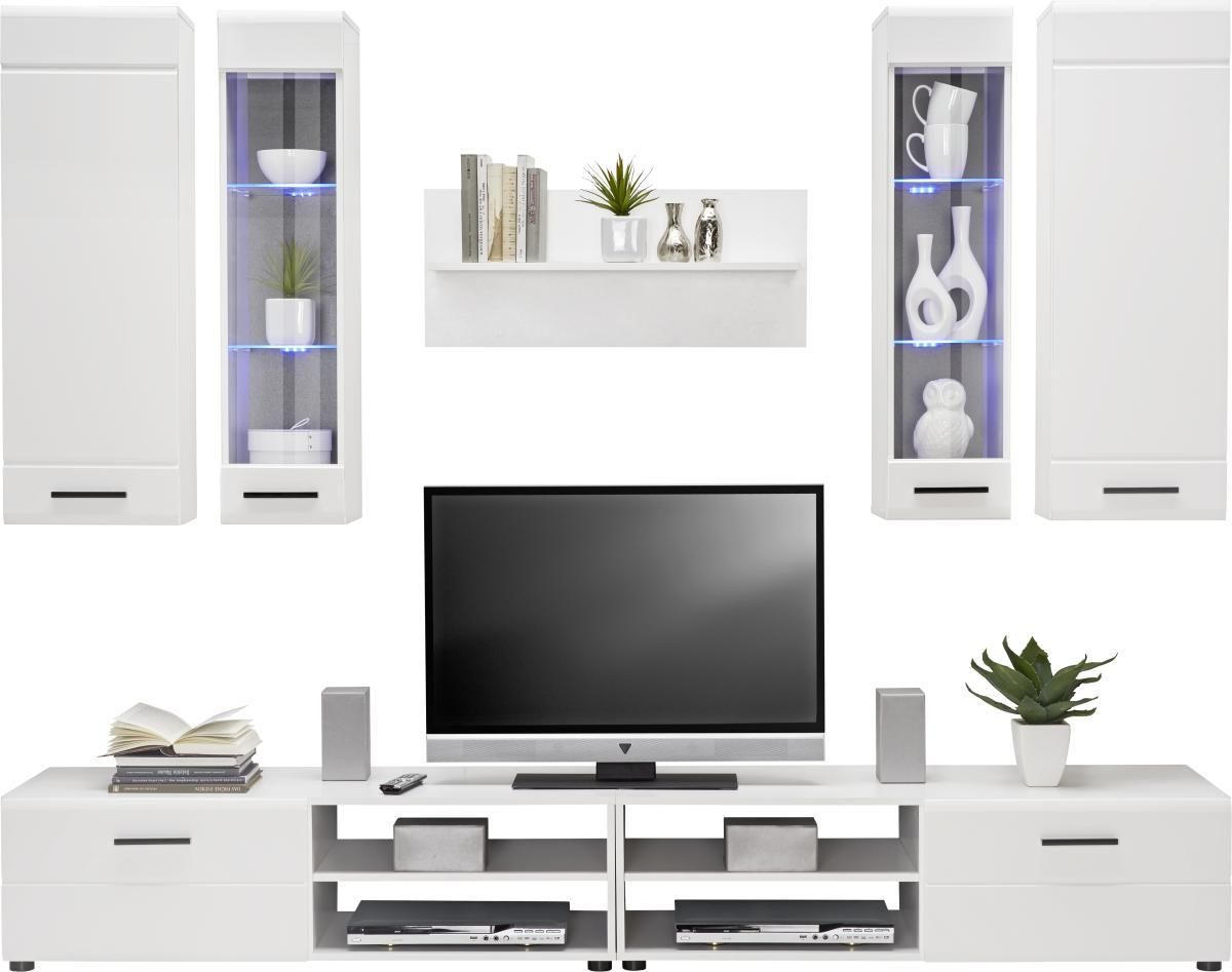 WOHNWAND  in Weiss 240/190/45 cm  - Weiss, Design, Glas/Holzwerkstoff (240/190/45cm) - Carryhome