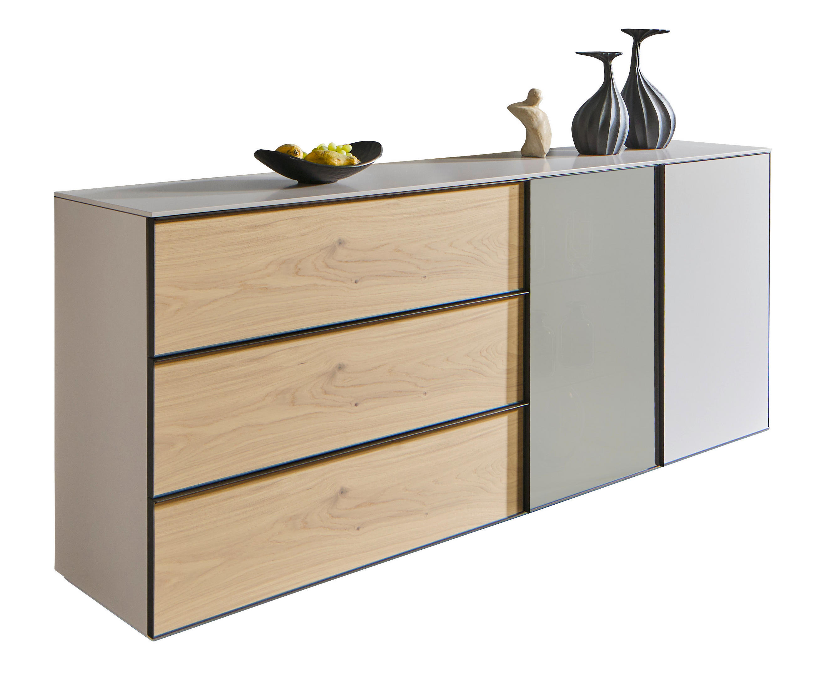 SIDEBOARD Beige, Eiche Bianco  210/90/45 cm  - Eiche Bianco/Beige, Design, Glas/Holz (210/90/45cm) - Ambiente