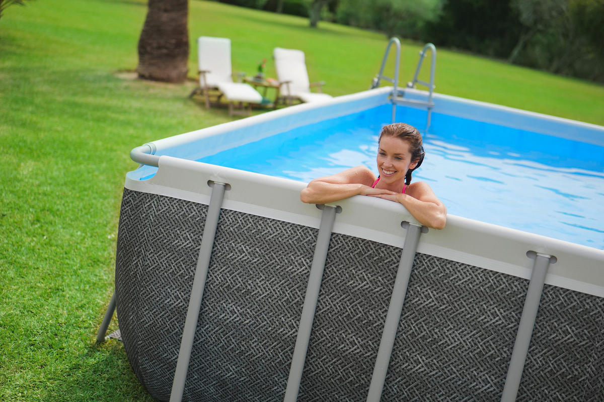 POOL SET 56384  - Blau/Hellblau, KONVENTIONELL, Kunststoff/Metall (488/244/122cm) - Bestway