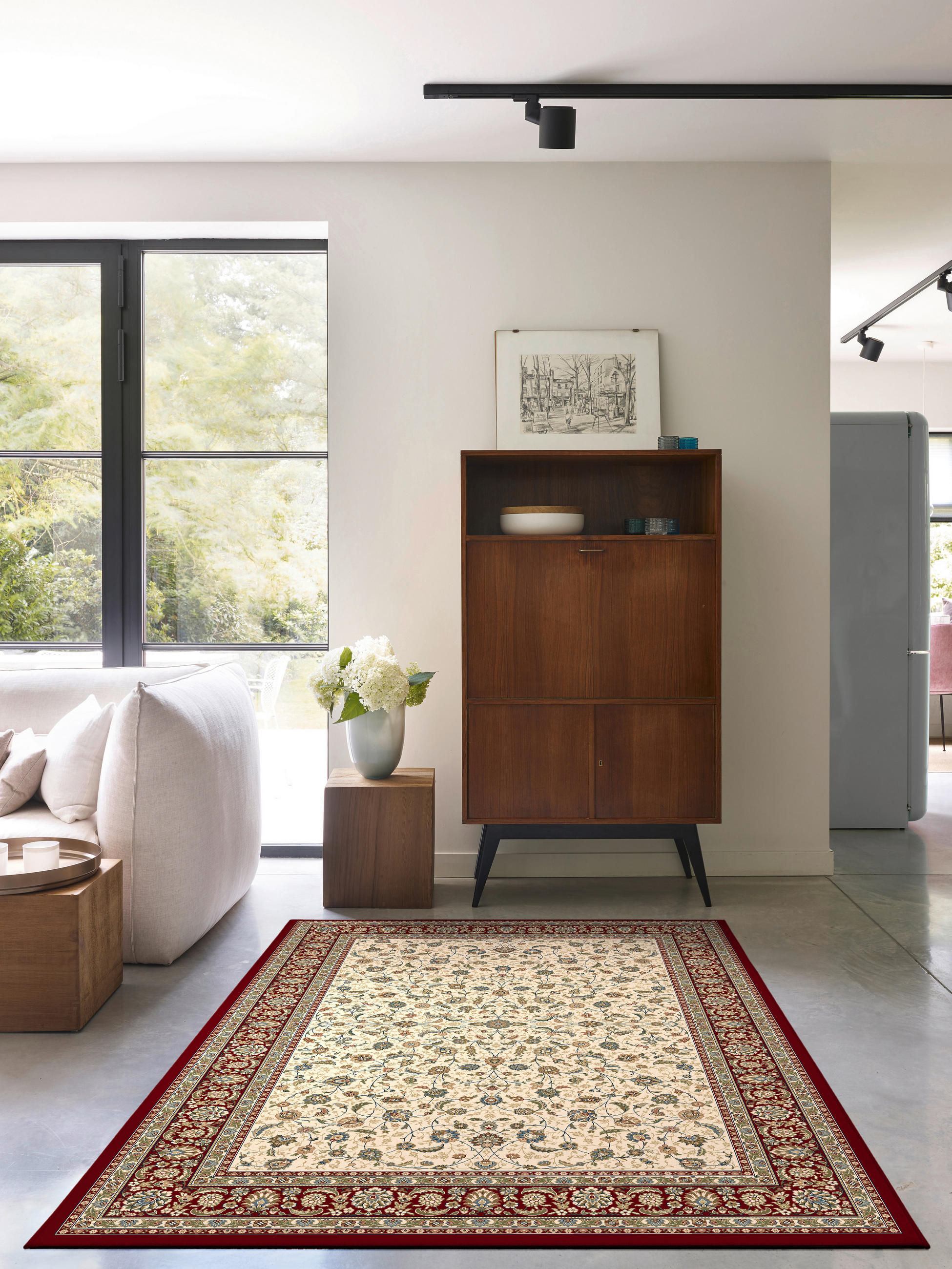 WEBTEPPICH 200/290 cm Da Vinci Creme, Rot  - Rot/Creme, KONVENTIONELL, Kunststoff/Textil (200/290cm) - Novel