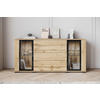SIDEBOARD Caro  in 150/69,7/39,5 cm  - Eiche Wotan/Schwarz, Design, Glas/Holzwerkstoff (150/69,7/39,5cm) - Livetastic