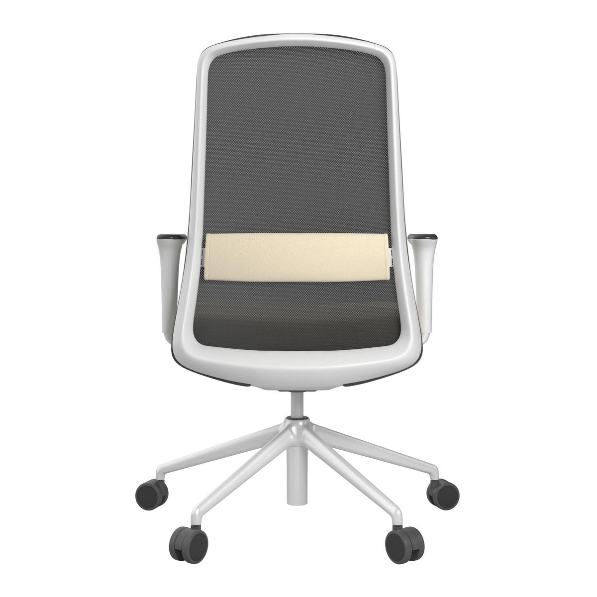 DREHSTUHL Schwarz, Weiß, Beige  - Beige/Schwarz, MODERN, Leder/Kunststoff (70/103-115/70cm)