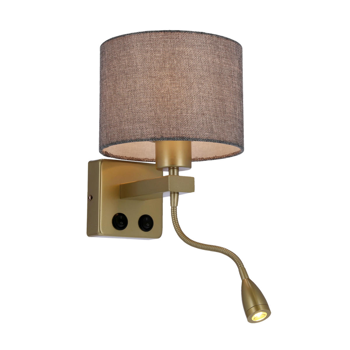 WANDLEUCHTE 18/22/44 cm   - Goldfarben/Grau, Basics, Kunststoff/Metall (18/22/44cm)