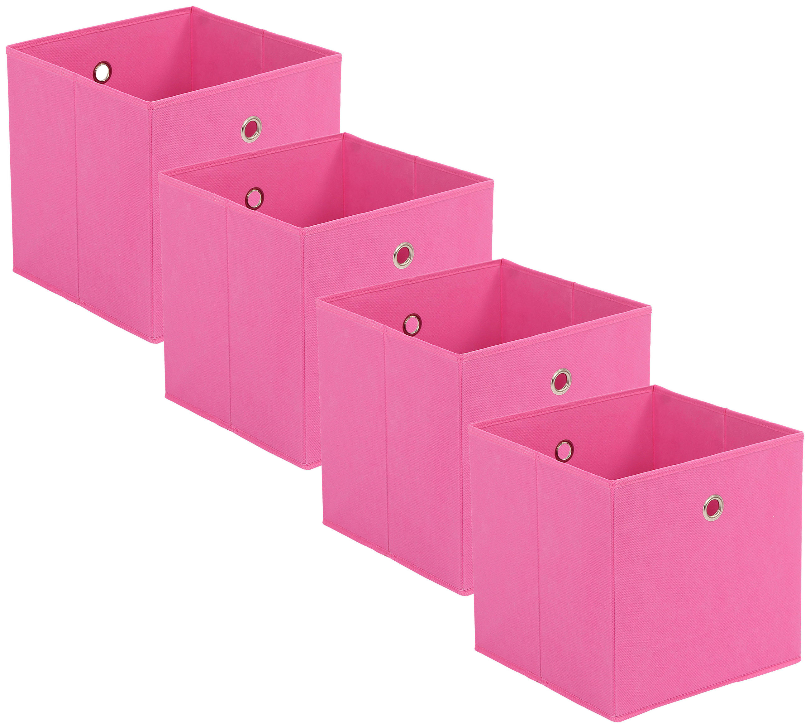 FALTBOX 4er Set - Pink/Silberfarben, Design, Karton/Textil (32/32/32cm) - Carryhome
